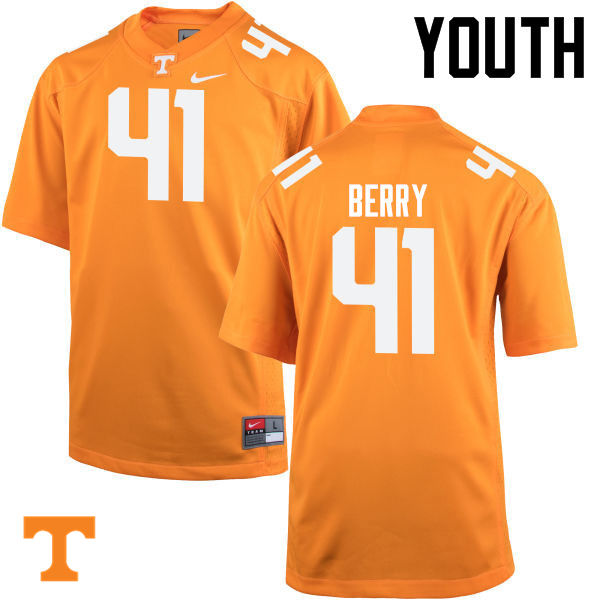 Youth #41 Elliott Berry Tennessee Volunteers College Football Jerseys-Orange
